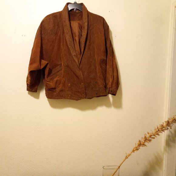 Vintage Rust Suede Bomber Jacket